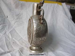 100% Chinas Tibet bronze statue of Buddha Silver Dragon incense 