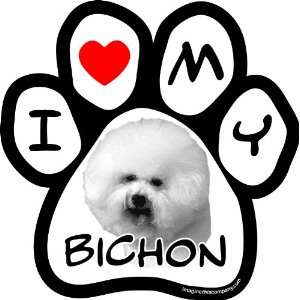   Inch by 5 1/2 Inch Car Magnet Picture Paw, Bichons