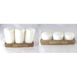 Biedermann & Sons Packaged Unscented Wax Pillar Candles, White, Set of 