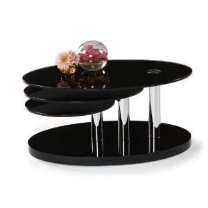  Three Tier Swivel Oval Table in Black