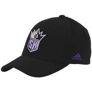 adidas Sacramento Kings Black Basic Logo Flex Fit Hat (Large/X Large 