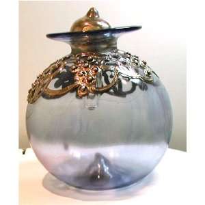 Decorative Bottles, Vases of Mouth Blown Glass and Sterling Silver
