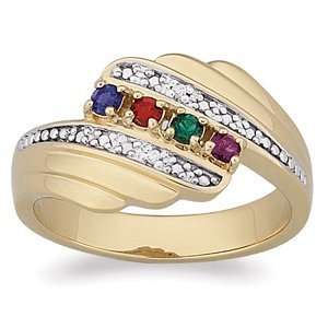   over Sterling Mothers Birthstone and Genuine Diamond Ring Jewelry