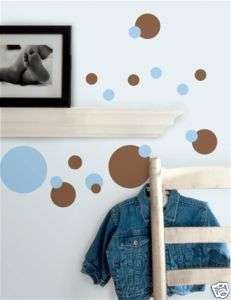 BLUE BROWN POLKA DOTS Vinyl Wall Stickers Decals Decor  