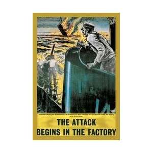  The Attack Begins in the Factory 20x30 poster