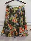 LADIES FLARE GORE SKIRT BROWN WHITE FLORAL SIZE 2  