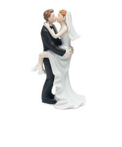Kissing Couple Bride & Groom Cake Topper w/ Customizable Hair Color 