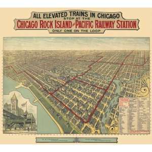  1897 Birds Eye View of Chicago, Rock Island & Pacific 