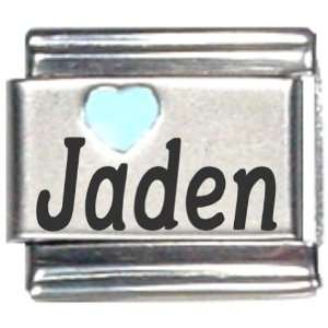  Jaden Light Blue Heart Laser Name Italian Charm Link 