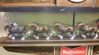 Vintage Budweiser Beer Clydesdale Horses Big Bar Sign Clock Bar Light 