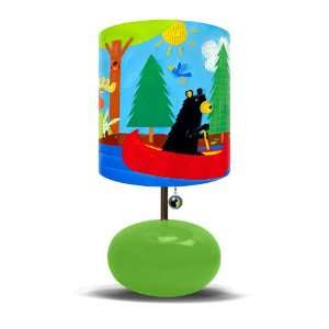  Black Bear Lodge Lamp on Green Base with Frog and Bear 