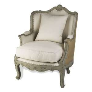   Country Rustic Off White Cotton Arm Accent Chair Furniture & Decor