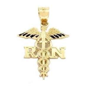  RN Caduceus Charm 14k Gold 19mm Jewelry