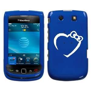 BLACKBERRY TORCH 9800 WHITE HEART BOW ON A BLUE HARD CASE 