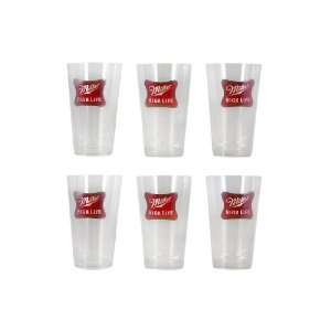  Set of 6 Miller High Life Logo 16oz Pint Beer Glasses 