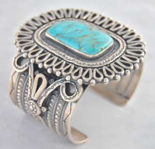 Wallace Yazzie Jr. Navajo Silver Turquoise Bracelet  