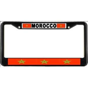  Morocco Moroccan Flag Black License Plate Frame Metal 