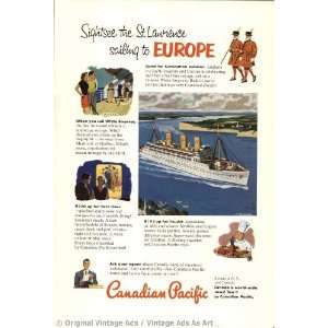  1953 Canadian Pacific Sightsee the St Lawrence sailing to 