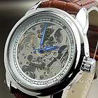 clock hours dial silver mechanical automatic leather un buy it