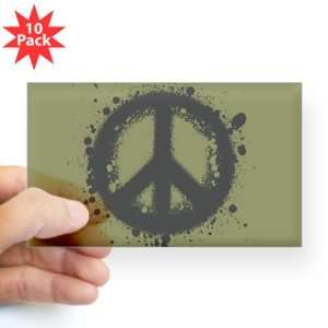   Sticker Clear (Rectangle 10Pk) Peace Symbol Ink Blot 