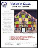 Thank You Teacher (c) Quilt pattern w/ poem label  