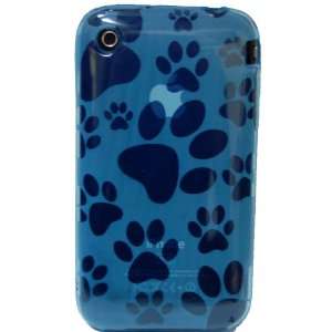   3G & 3GS Gel Skin Transparent Dog Prints Case (Blue) 
