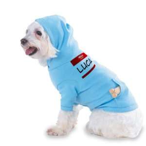 HELLO my name is LUCA Hooded (Hoody) T Shirt with pocket for your Dog 
