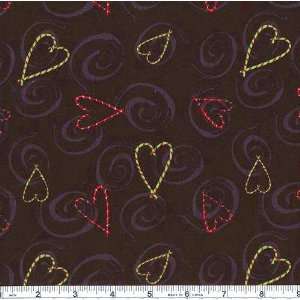   Candy Cane Hearts Black Fabric By The Yard Arts, Crafts & Sewing