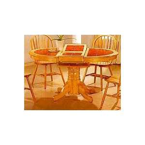 Natural Wood And Terracotta Tile Table With Leaf 