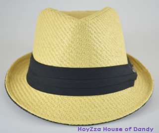 Summer Cool Fedora 100% Paper Hat  Beige w/ Black Band  