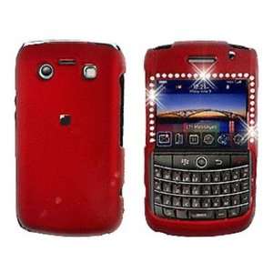  Rubberized Plastic Case with Diamonds Red For BlackBerry 