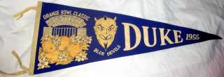 DUKE BLUE DEVILS 1955 ORANGE BOWL PENNANT   VERY GOOD  DUKE WINS 