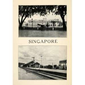 1912 Print Singapore Esplanade Railway Station Johore Rickshaw Tracks 