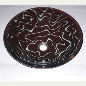  Chocolate Swirl Glass Round Vessel Vanity Bowl Pop up 