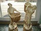 Beautiful Vintage Marwal Chalkware Large Pair BOY AND GIRL planters