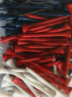 NEW Proline 2 3/4 Wood Golf Tees   100 Pack Red/White/Blue  