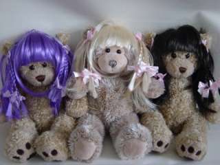 Wig & Plaits for teddy   6 Cols. fits 15 Build a Bear  
