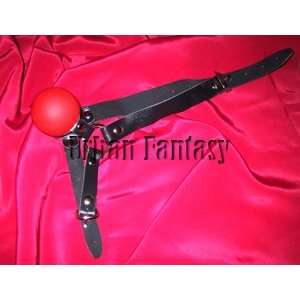   Leather Ball Gag with Chinstrap   Prank Toy Novelty 