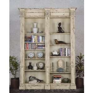 Hampton Double Wall Unit/Bookcases   Parchment   Distressed Finish