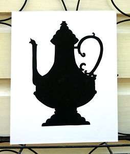 Paper Cut Silhouette of a Fancy Formal Teapot Wall Hang  