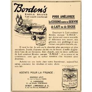  1920 Ad French Bordens Eagle Condensed Milk Lait Canned 