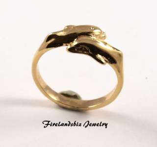 Womans Two Dolphins Ring 14K GPE Size 6 to 9  