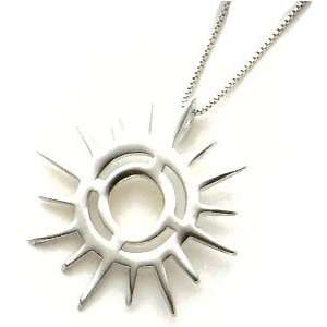   Sterling Silver Sun Shaped Pendant with 18 Chain Necklace Jewelry