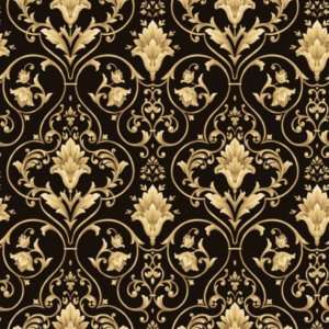 Black and Gold Victorian Scroll Wallpaper Double Rolls  