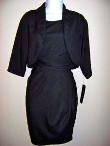 NWT TIANA B Black Dress w/light Crop Jacket Fitted AllYear Career Suit 