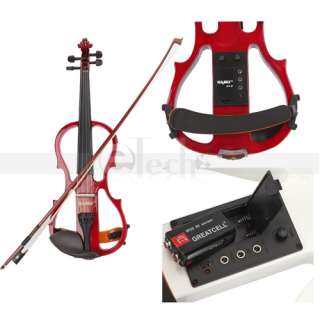   Electric Silent Violin Solid Wood Red White Black Blue Brown  