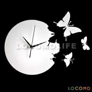 Butterfly Time Fly Wall Clock DIY Art Home Decor BLACK  