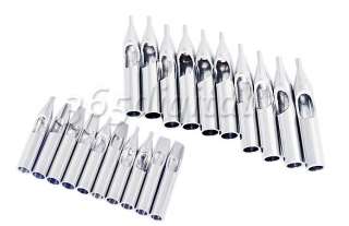 Tattoo Supply 6 Grips 20Pcs Stainless Steel Tips Nozzle Tubes Tool Set 