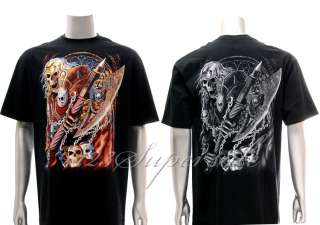 hr61 Hot Rock T shirt Sz XL Tattoo Dead Skull Graffiti Warrior Knight 
