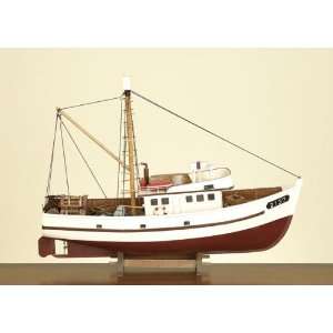  Red And White Wood Fishing Boat Model Arts, Crafts 